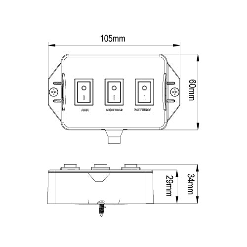 Universal LED Lighting Switch Panel – 3 Way Control Unit, 12/24V with Pattern Selector