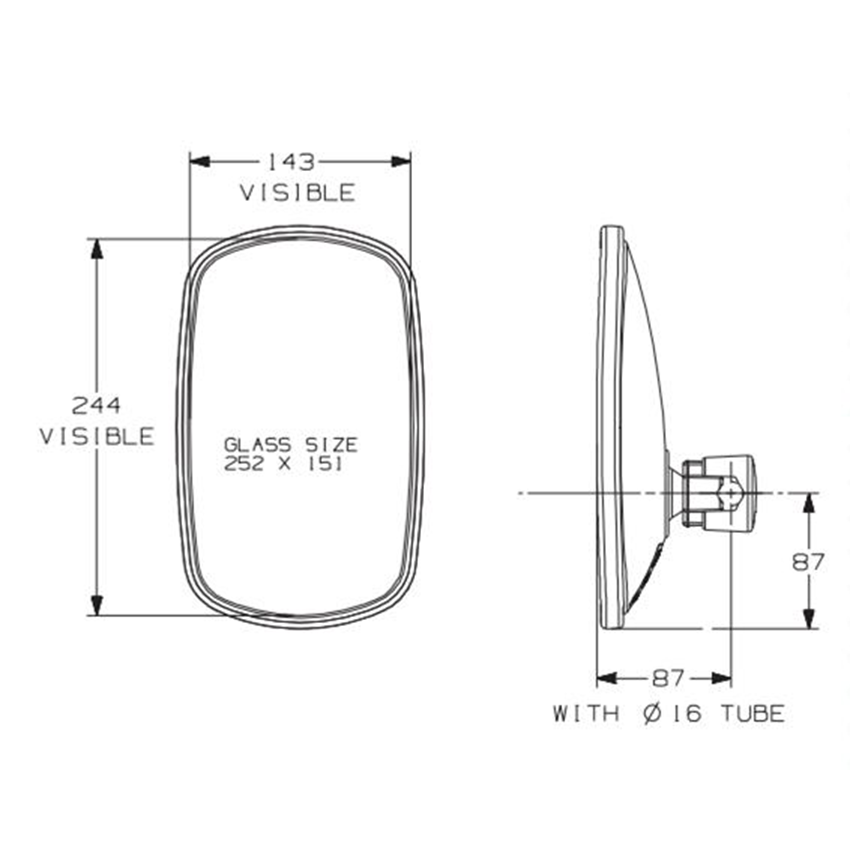 ECCO Universal Fit Mirror 7180 Series - 2100mm Glass Radius