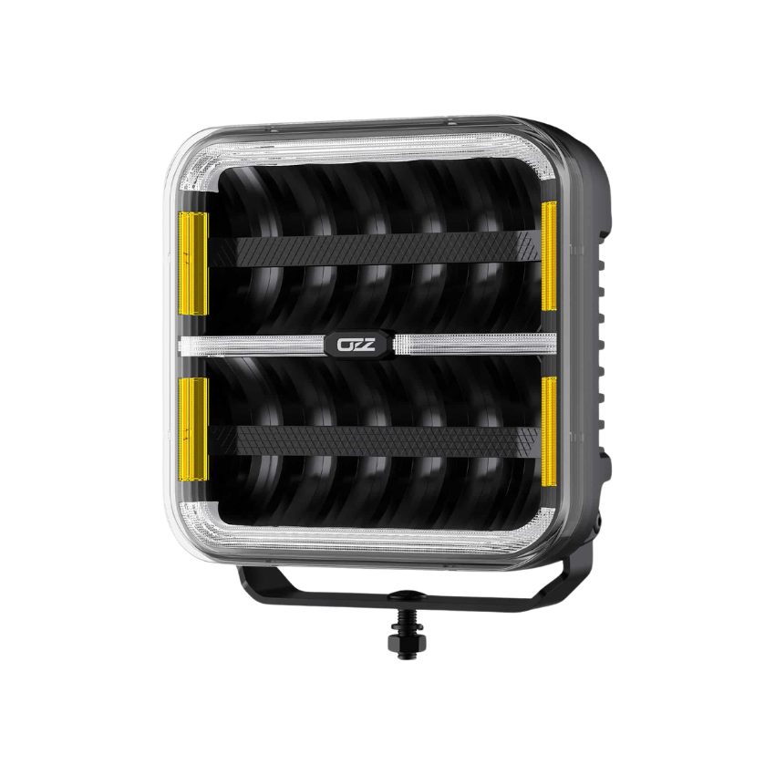 OZZ SQR 9" Square LED Driving Light with White/Amber Position Lights – 21,000 Lumens, 950m Range, ECE R149, 9–36V