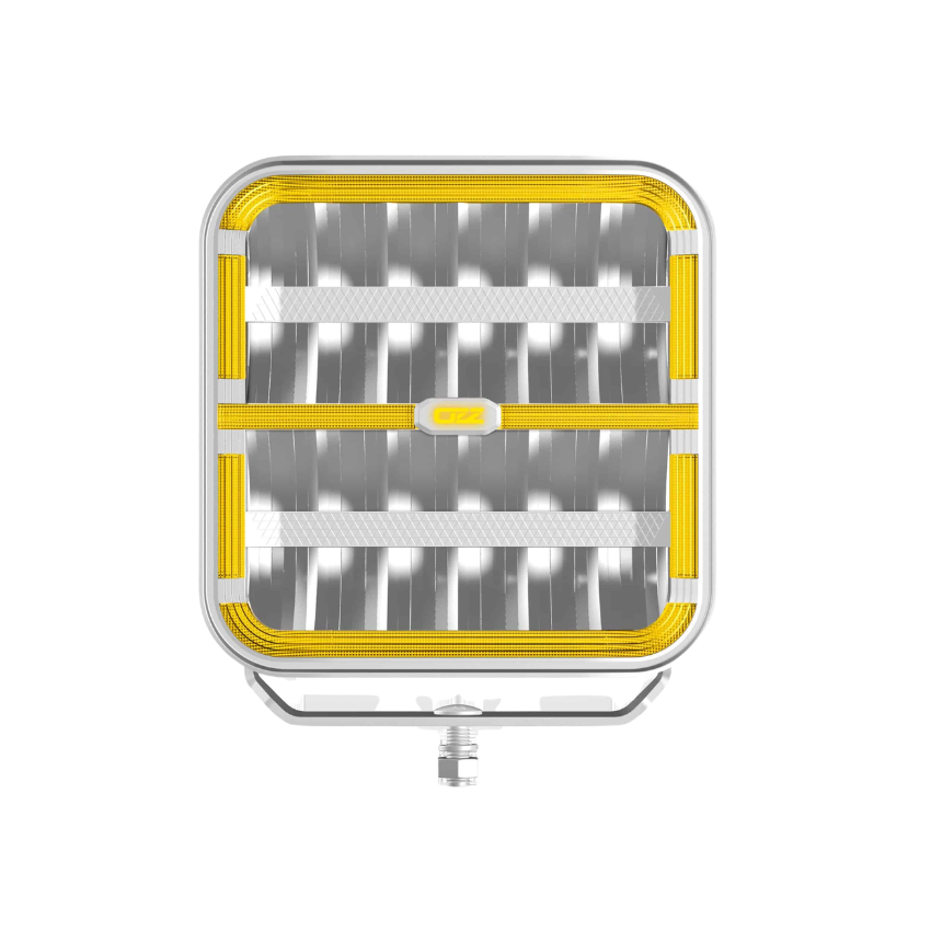 OZZ SQR 9" White Square LED Driving Light with White/Amber Position Lights – 21,000 Lumens, 950m Range, ECE R149, 9–36V