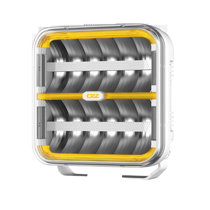 OZZ SQR 9" White Square LED Driving Light with White/Amber Position Lights – 21,000 Lumens, 950m Range, ECE R149, 9–36V