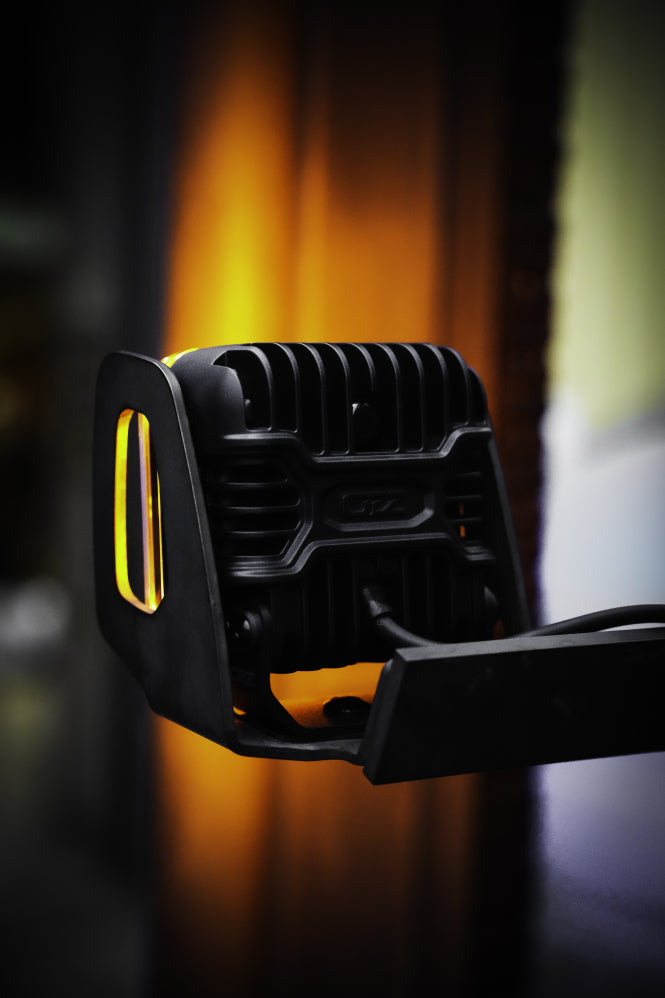OZZ SQR 5" LED Work Light – Flood Beam with R65 Class 2 Warning Light, 12–24V