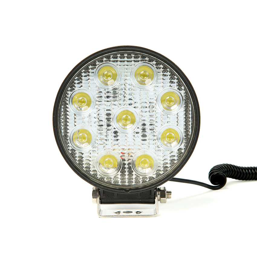 Round 9 27W LED Work Lamp with Cigarette Plug