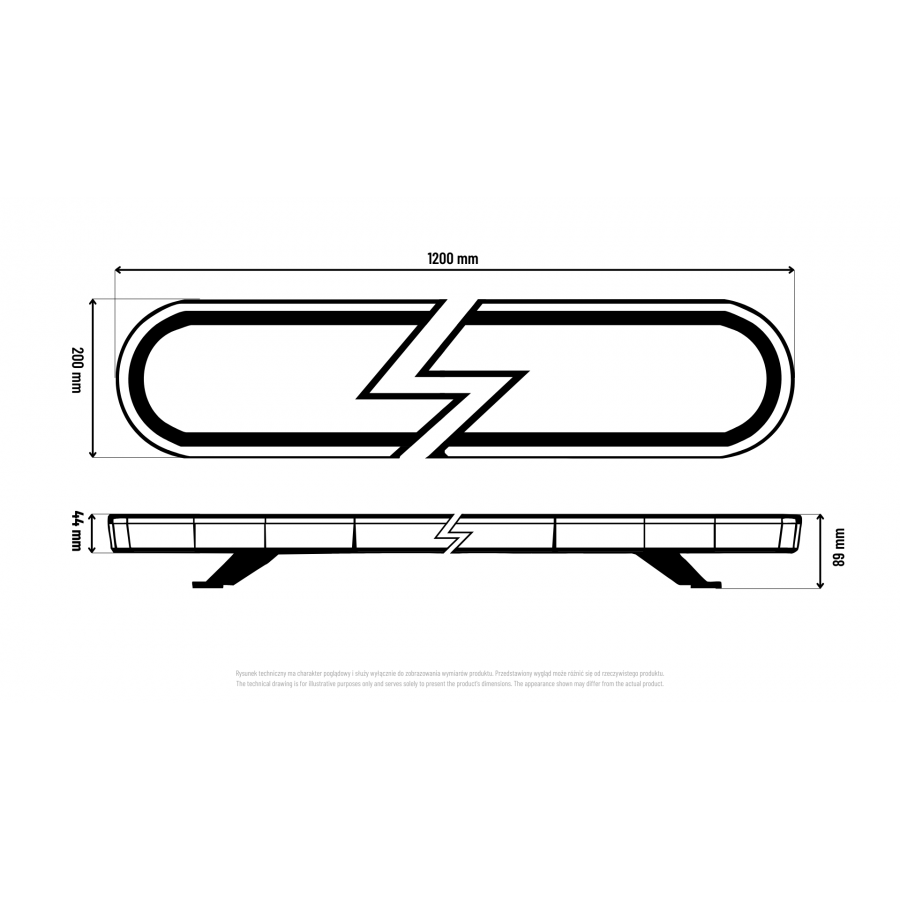 Truck LED ECE R65 Compact Strobe Warning LED Lightbar Amber - 1200mm