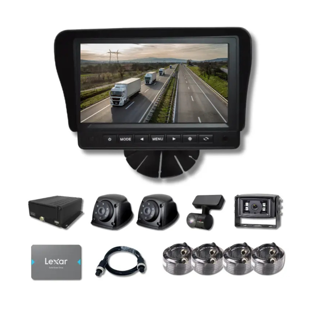 4 Channel Connected Vehicle DVR Bundle Kit – 1080p HD Cameras, 7" AHD Monitor & 1TB SSD for Commercial Vehicles