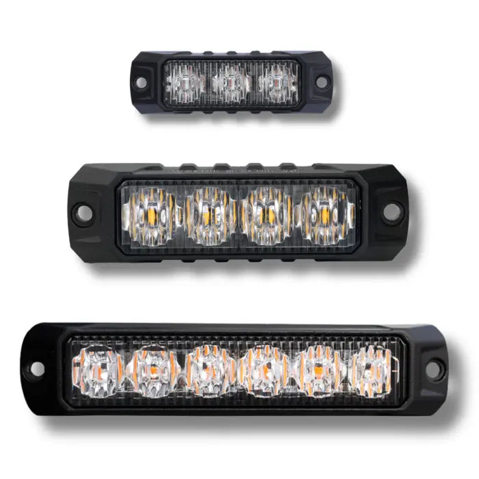 Amber LED Strobe Warning Light Head – 3, 4 or 6 LED, ECE R65 Class 2, 12/24V, IP69K