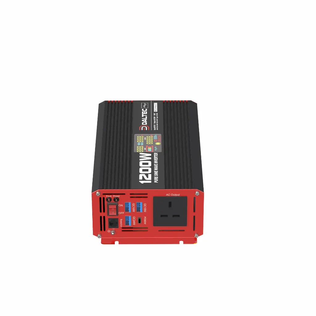 12V 1200W Pure Sine Wave Power Inverter – DC to AC, LCD Display, Wireless Remote, IP21