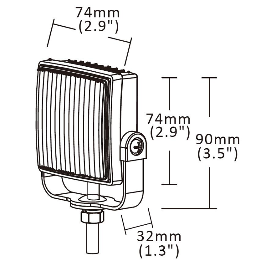 Square LED Strobe Light Head – R65 Approved 6 LED Warning Lamp with Bracket Mount