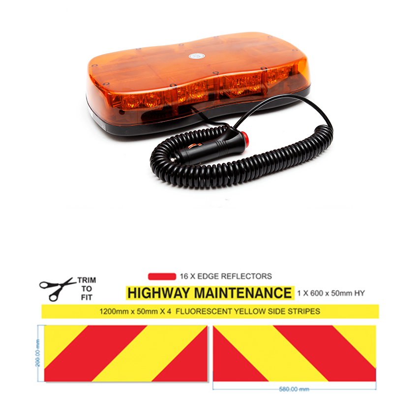 Magnetic Chapter 8 Chevron Kit with LED Mini Lightbar (Amber Lens)