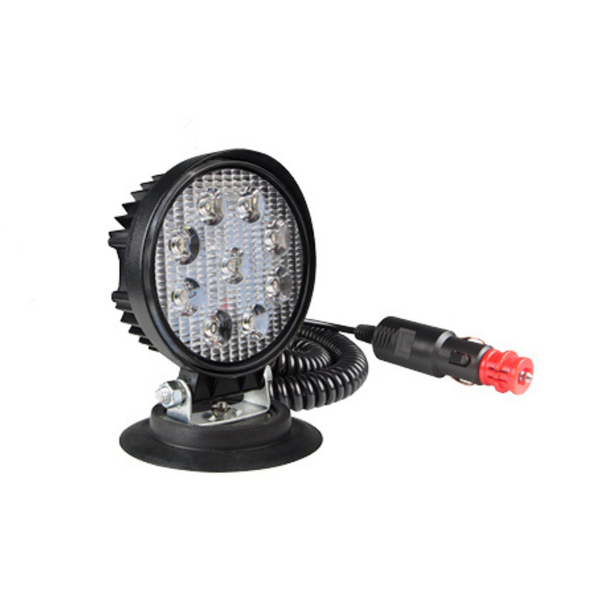 LAP Magnetic 27W Round LED Work Lamp – 1800 Lumen Flood Beam with Cigarette Plug, ECE R10 Approved, 10–30V