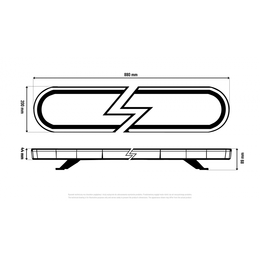 Truck LED ECE R65 Compact Strobe Warning LED Lightbar Amber - 880mm