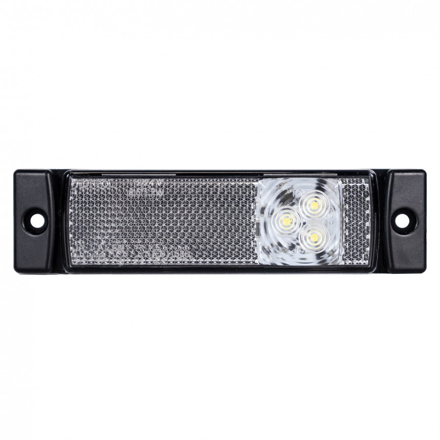 Truck LED Front Marker Light – White, 12/24V with Integrated Reflector & Compact Design