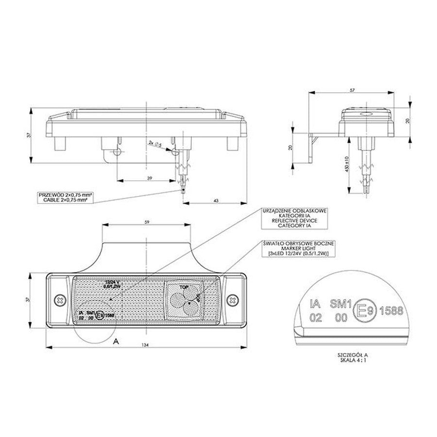 Truck LED 12/24V Bracket Pendant Mount LED Marker Lamp LD128