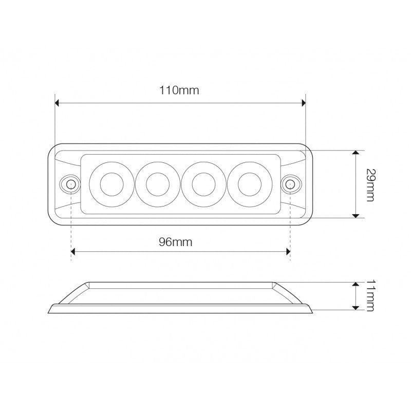 LED Autolamps ElectraQuip Super Slim LED Warning Lamp - Amber