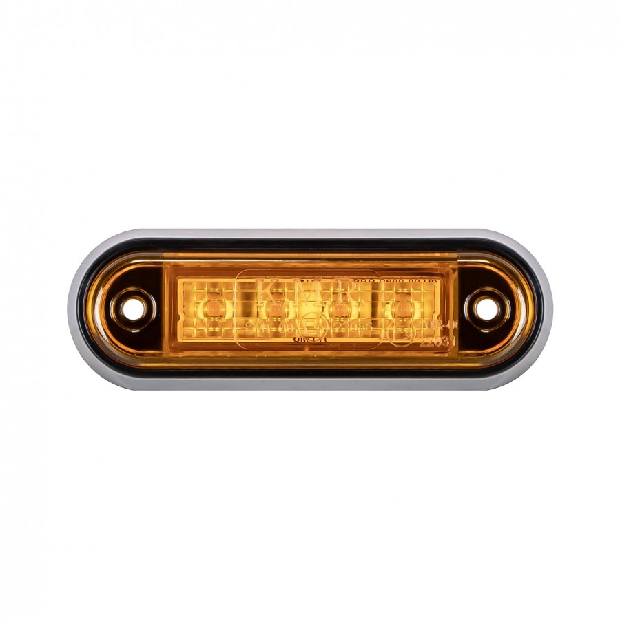 Amber oval Truck LED marker lamp, 4 LEDs, 12/24V dual voltage, screw-mount, compact low-profile.