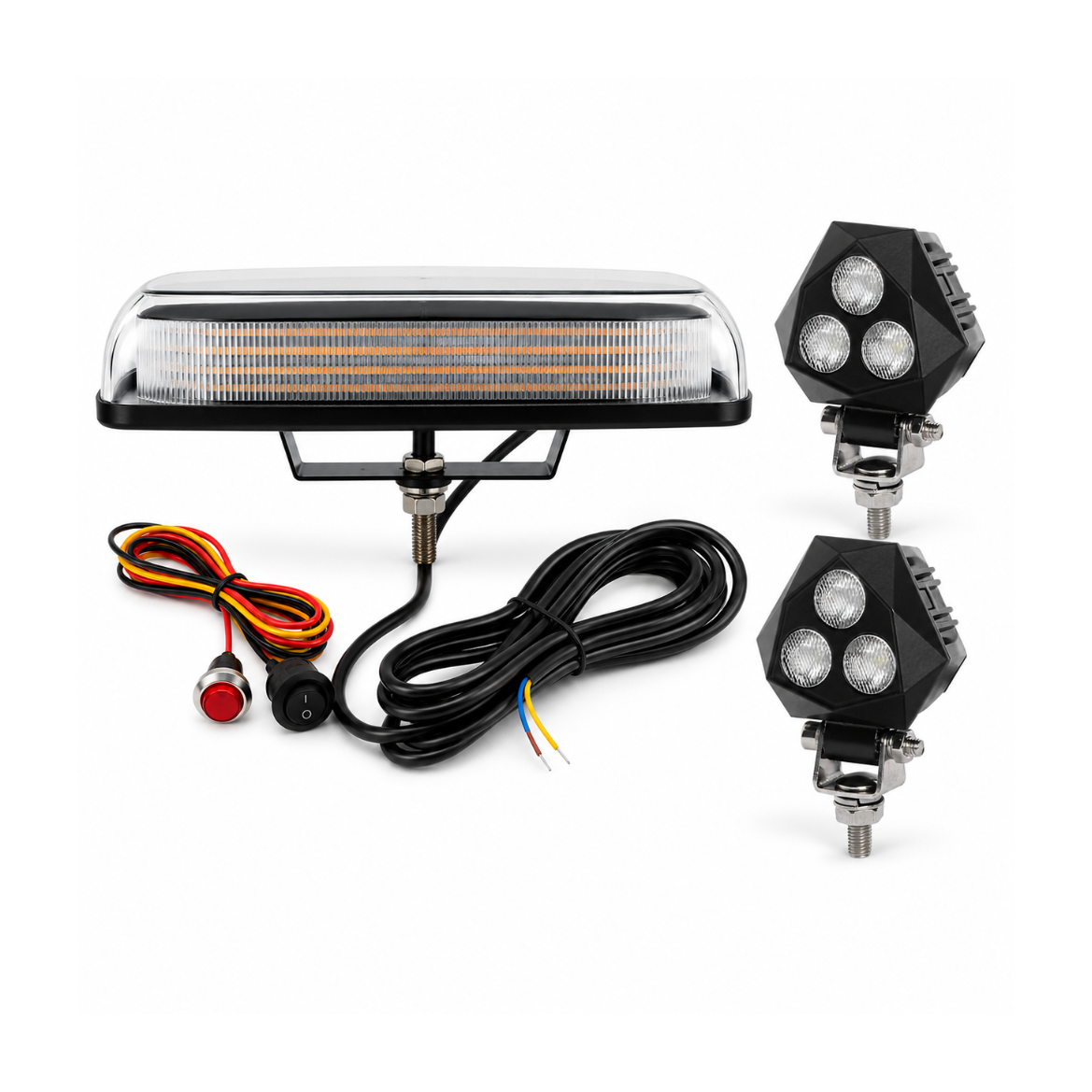 Van Safety & Work Light Bundle – R65 LED Mini Lightbar with 2 x Heavy Duty LED Work Lamps