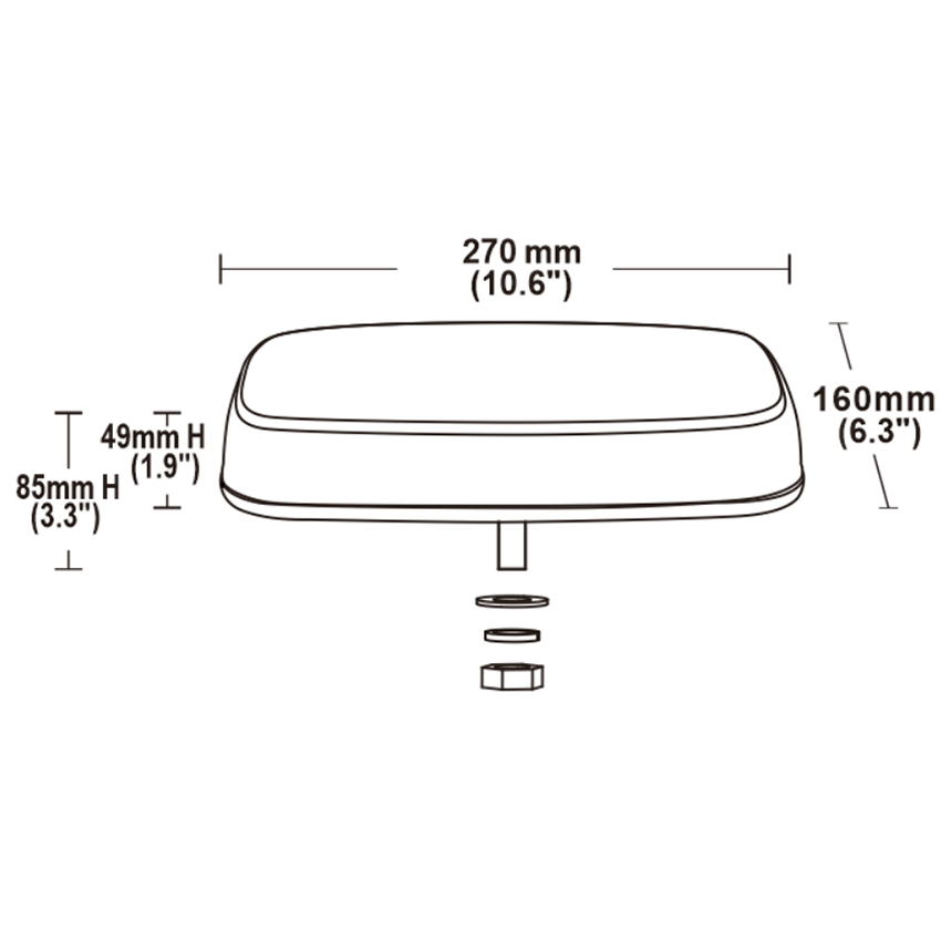 114 Series Mini LED Lightbar – R65 Approved Amber Warning Light with Single Bolt Mount - 12/24V