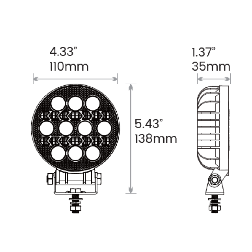 Odyssey 4" Round LED Off-Road Light with Position Light β 2,000 Lumens, 9-36V - Single Unit