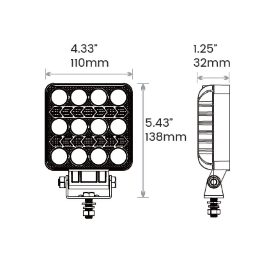 Odyssey 4" Square LED Off-Road Light with Position Light β 2,000 Lumens, 9-36V β Single Unit