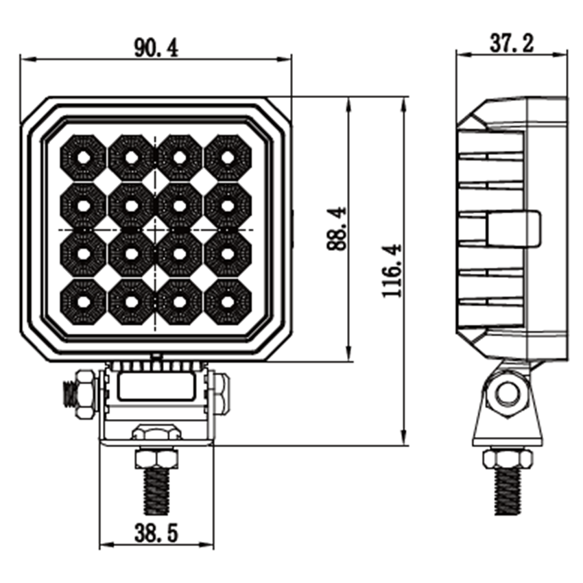 6100 Series Premium Vehicle Square LED Flood Work Lamp 12/24V - 48W