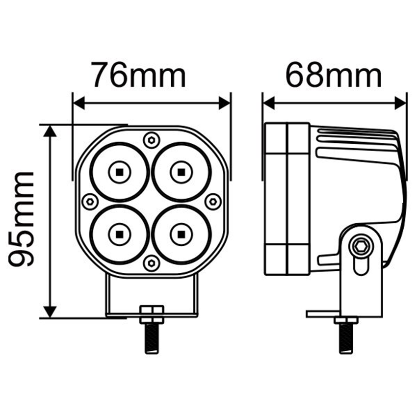 619 Series Heavy Duty 40W Mini SQU Vehicle LED Flood Work Lamp 12/24V