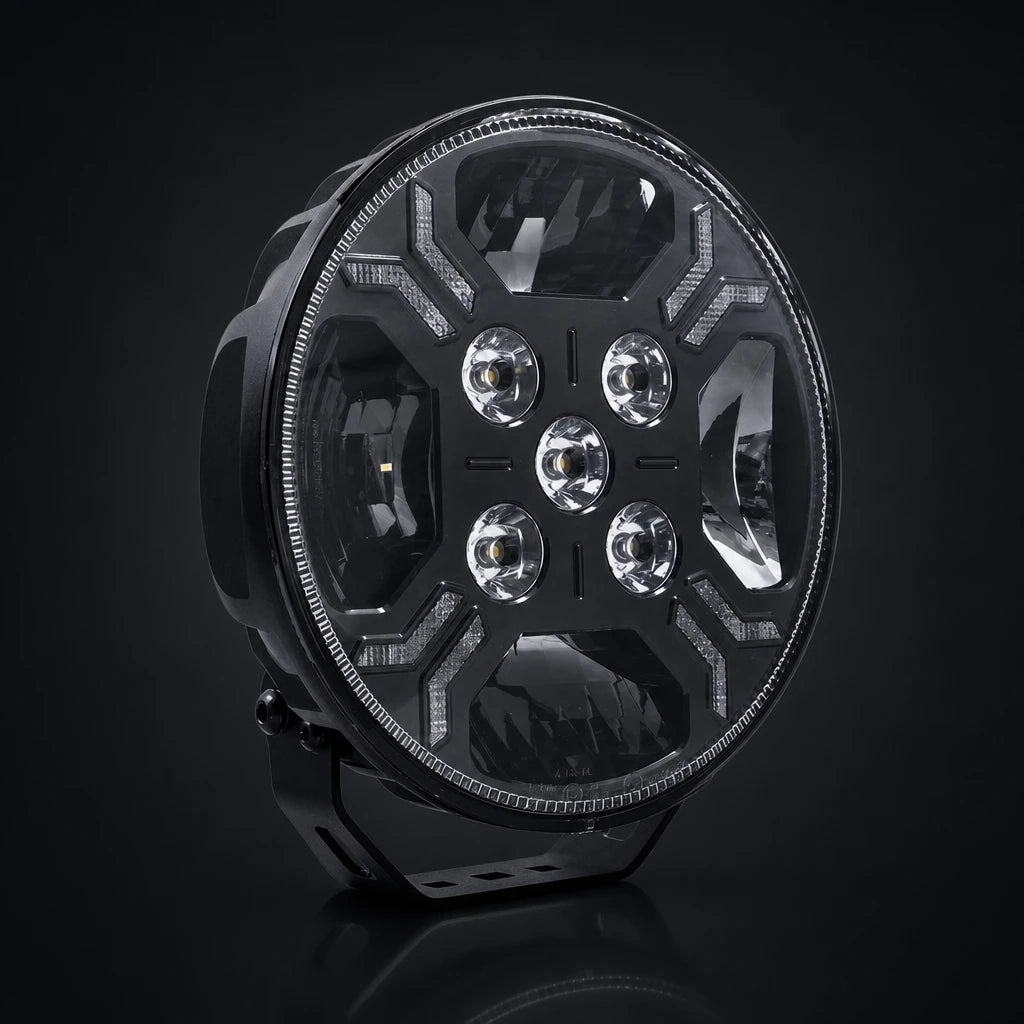TRALERT® Ypsilon 9 LED Driving Light with Amber Warning Strobe – 7,800 Lumens, White/Amber Position Lights, 9–36V | WD-12078.1
