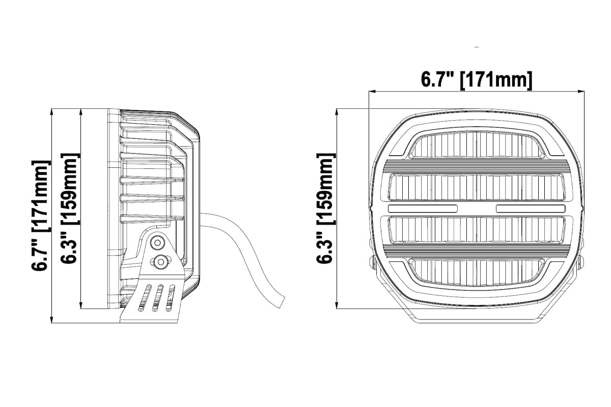 TRALERT® Phantom LED Driving Light 7" – 12,000lm Dark Look Black, 12–24V with Dual Colour Position Light