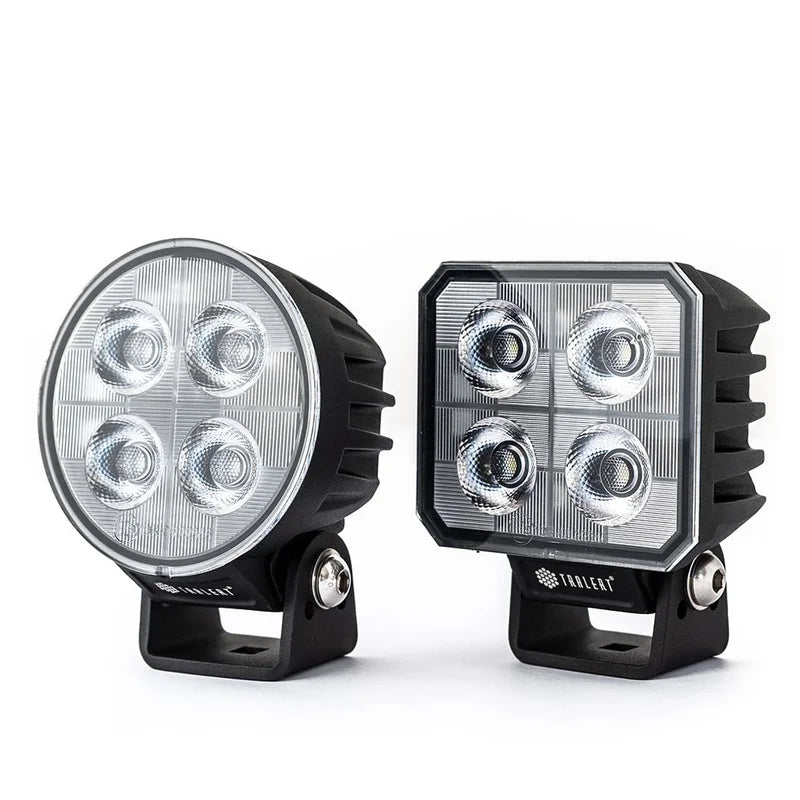 TRALERT® Onix Round LED Work Light – 3800lm Flood Beam, 40W, 12–24V with Integrated DT Connector