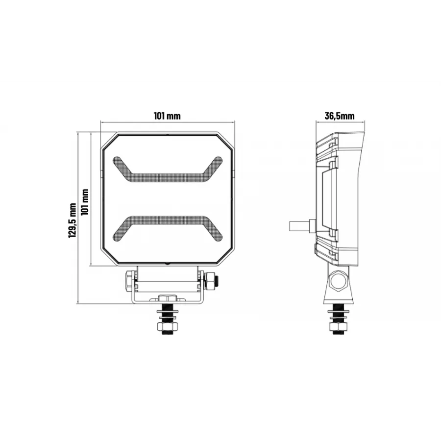 Truck LED 10 LED Square Work Lamp with Amber Marker