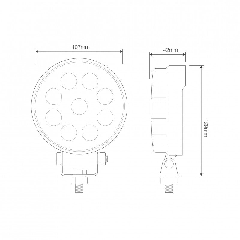 LED Autolamps High-Powered Round Work Lamp IP69K Rated