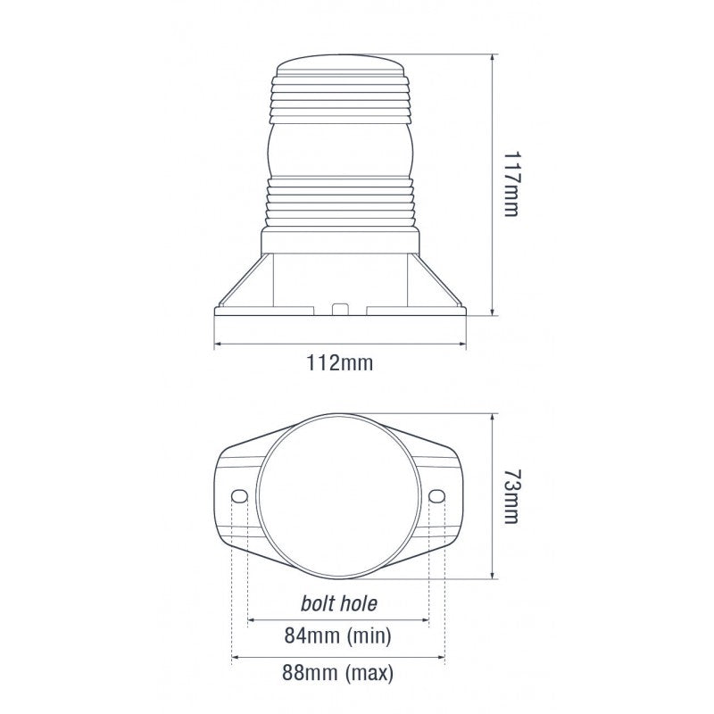 LED Autolamps LED Compact Warning Beacon 10 - 110V - Two Bolt Mount