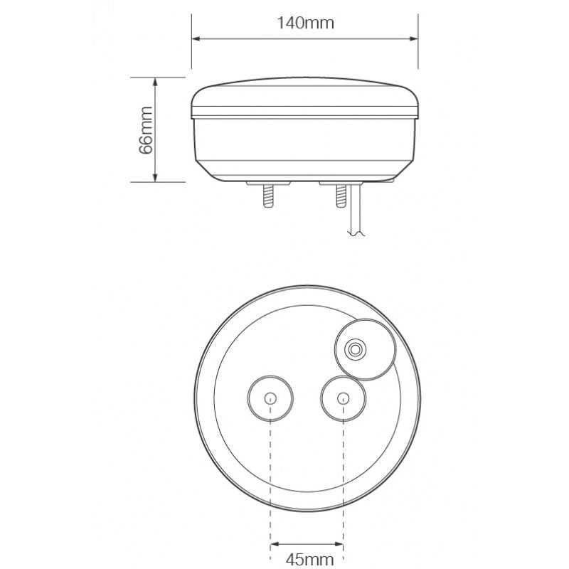 LED Autolamps 140 Series Round Rear Combination Lamp - With Number Plate Lamp