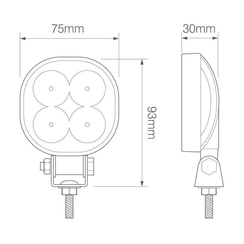 LED Autolamps Compact Round Truck Reverse Work Lamp - R23 Approved