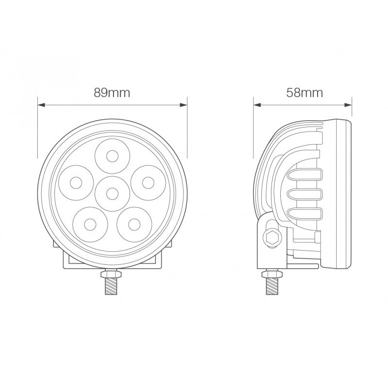 LED Autolamps Round Reverse Truck Work Lamp - R23 Approved