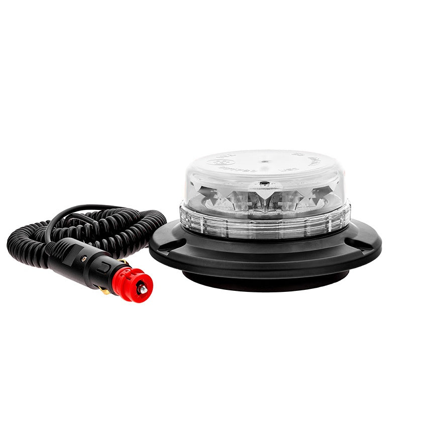 Low Profile Magnetic Amber LED Flashing Beacon (Clear Lens)