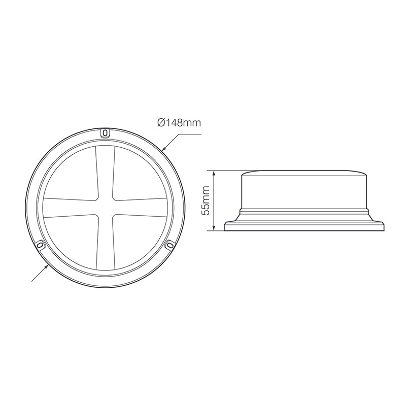 LED Autolamps LPB Series R65 Low Profile LED Beacon - 3 Bolt (Amber Lens)