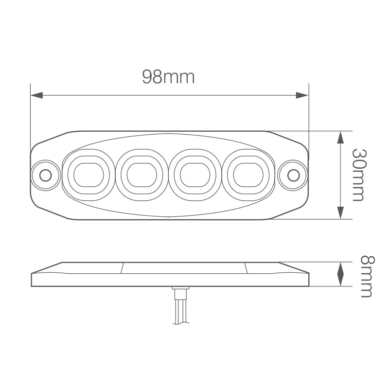 LED Autolamps ElectraQuip R65 Low-Profile 4-LED Warning Lamp