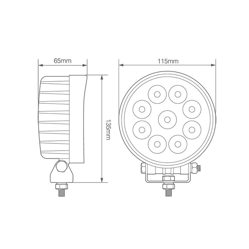 LED Autolamps 27W Round Flood Lamp RL10827BM