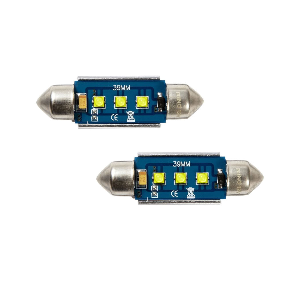 RING C5W 12V 39mm Premium 6000K White LED Festoon Bulbs (Twin Pack)