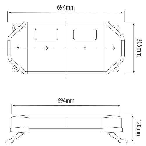 Eclipse 27" LED Lightbar – 79W High Output, R65 Class 2 Approved Warning Light, 12/24V