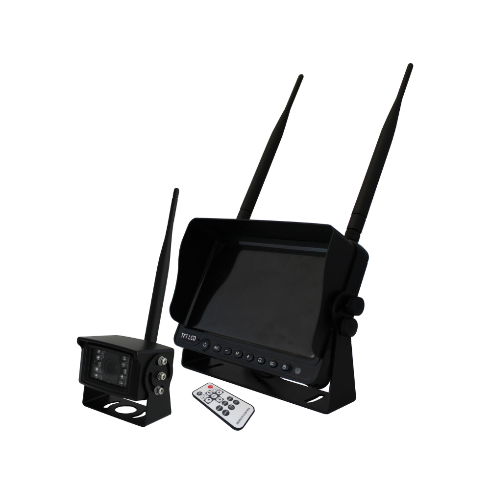 7" Wireless Reversing Camera System – Quad Split HD DVR Monitor, 12–32V for Trucks, Vans & Motorhomes