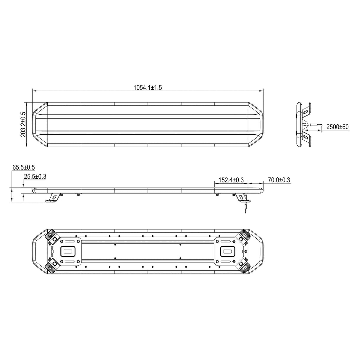 TRALERT® Circulux LED Beacon Bar 1054mm – R65 Class 2 Amber Warning Light, 12–24V with Controller