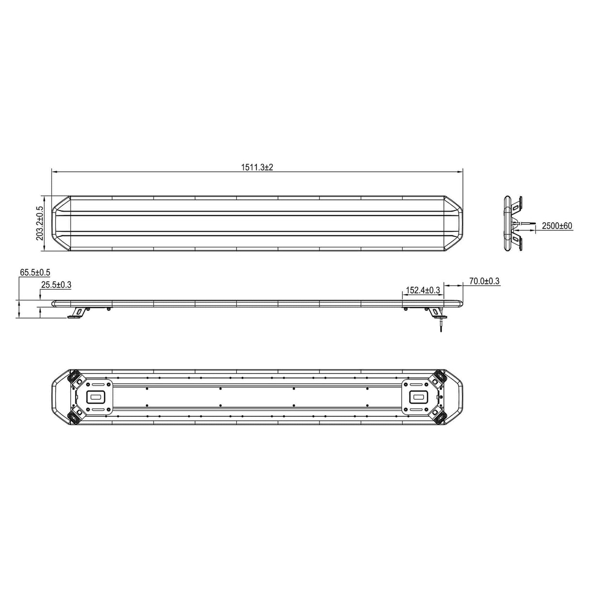 TRALERT® Circulux LED Beacon Bar 1511mm – R65 Class 2 Amber Warning Light, 12–24V with Controller