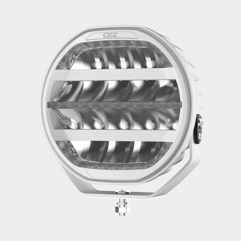 OZZ XR3 P9" Arctic Edition LED Driving Light – 15,000 Lumen with White & Amber Position Light & R65 Warning Light, White Housing, 9–36V