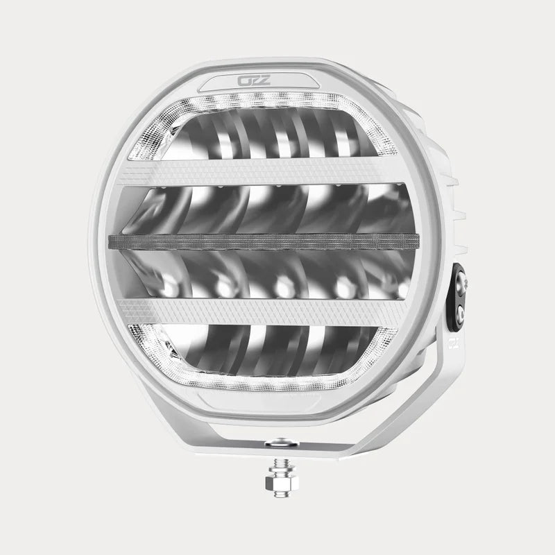 OZZ XR3 P9" Arctic Edition LED Driving Light – 15,000 Lumen with White & Amber Position Light & R65 Warning Light, White Housing, 9–36V