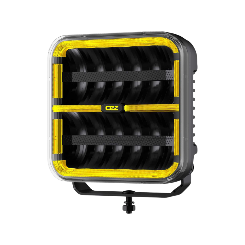 OZZ SQR 9" Square LED Driving Light with White/Amber Position Lights – 21,000 Lumens, 950m Range, ECE R149, 9–36V