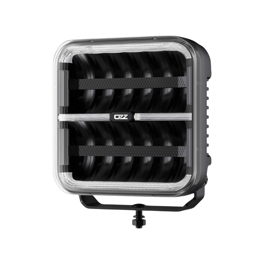 OZZ SQR 9" Square LED Driving Light with White/Amber Position Lights – 21,000 Lumens, 950m Range, ECE R149, 9–36V