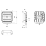 OZZ SQR 9" Square LED Driving Light with White/Amber Position Lights – 21,000 Lumens, 950m Range, ECE R149, 9–36V