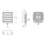 OZZ SQR 9" White Square LED Driving Light with White/Amber Position Lights – 21,000 Lumens, 950m Range, ECE R149, 9–36V