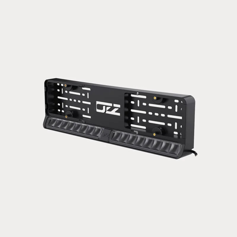 OZZ DLP1 LED Licence Plate Holder with Integrated Driving Light Bar – 9,600 Lumen, Black, 10–32V